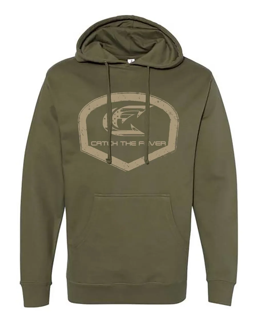 Catch The Fever Midweight Hoodie, OD Green, Tan CTF
